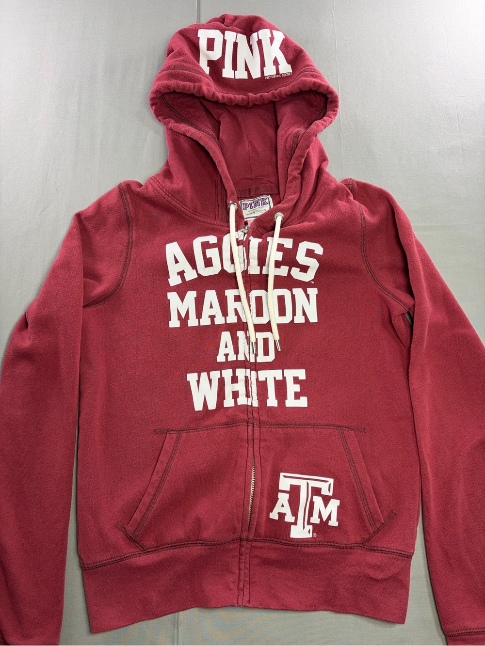 PINK Y2K Vintage by Victoria's Secret Maroon Aggies Zip-Up Hoodie